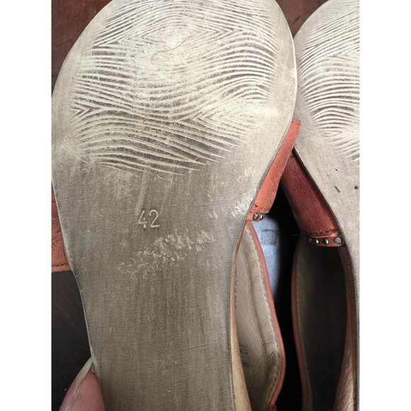 Miz Mooz Women's Orange Leather Sandals Back Zipper & Studded Details Size 42 US - Picture 11 of 15